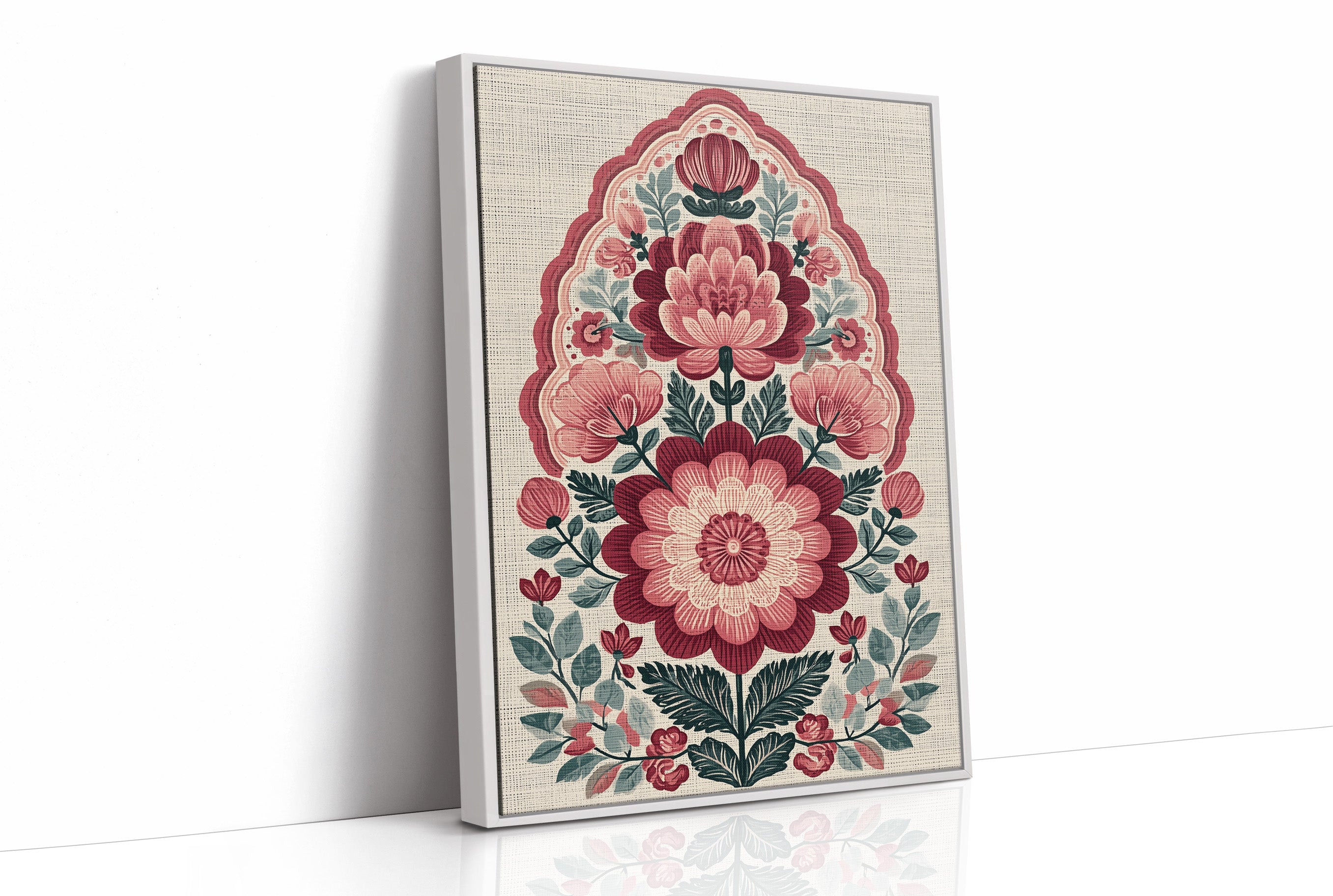 Crimson Bloom: A Folk Floral Medallion