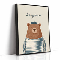 Bonjour French Bear Illustration