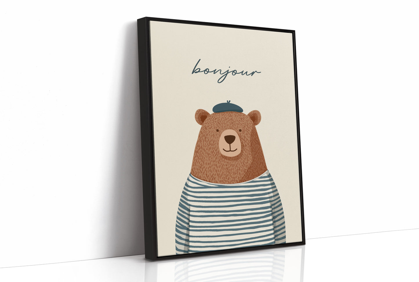 Bonjour French Bear Illustration