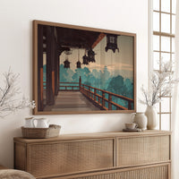 Temple Lanterns Guide Misty Dawn