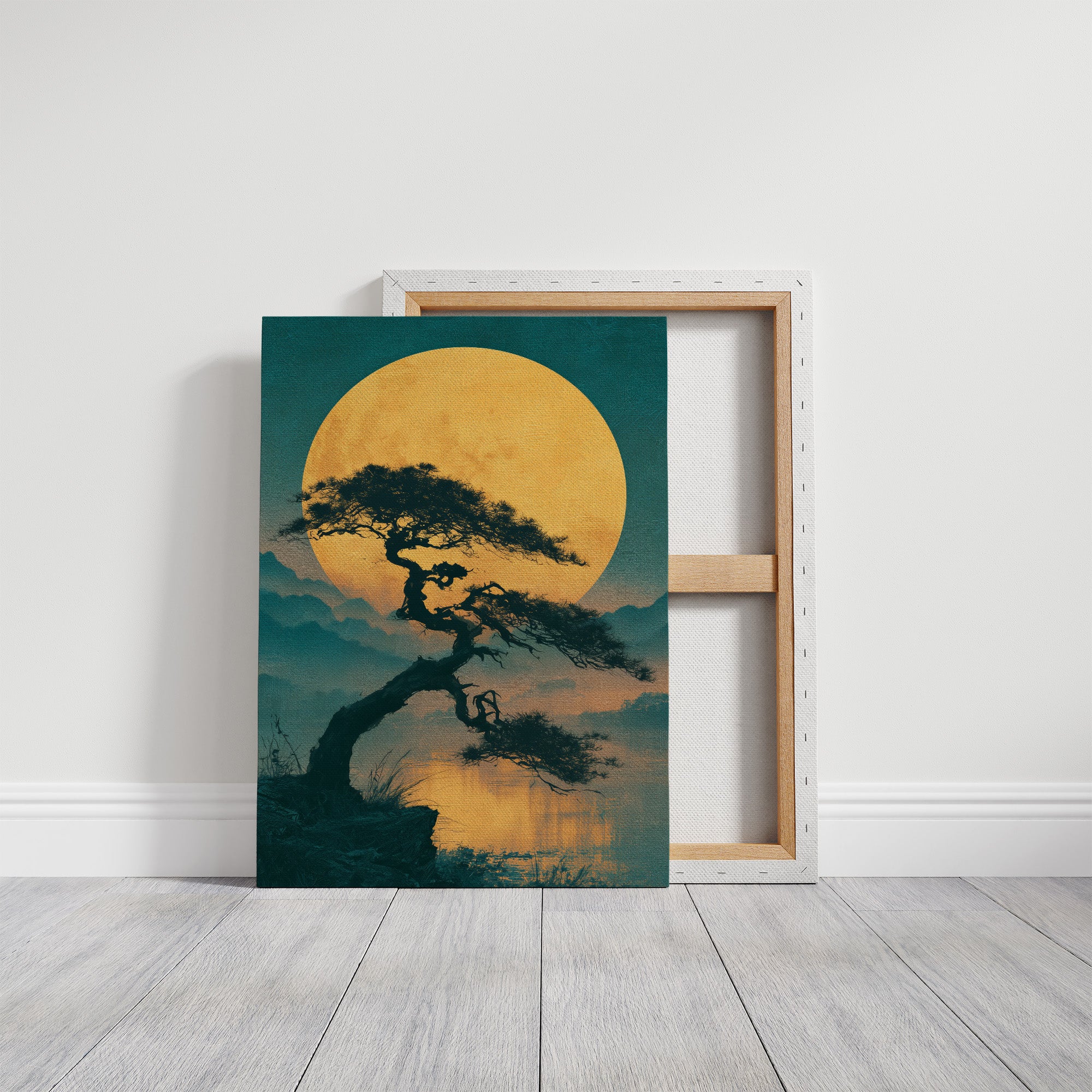 Bonsai Beneath the Golden Moon