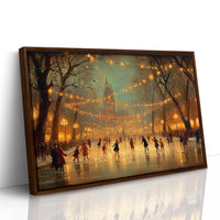 Winter Skaters Dance Under Golden Lights