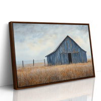 Blue Barn Stands Among Golden Fields