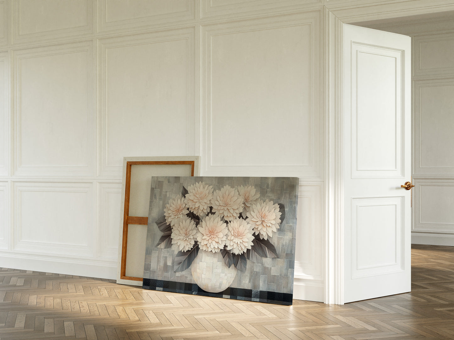 Blush Dahlias In Woven Light
