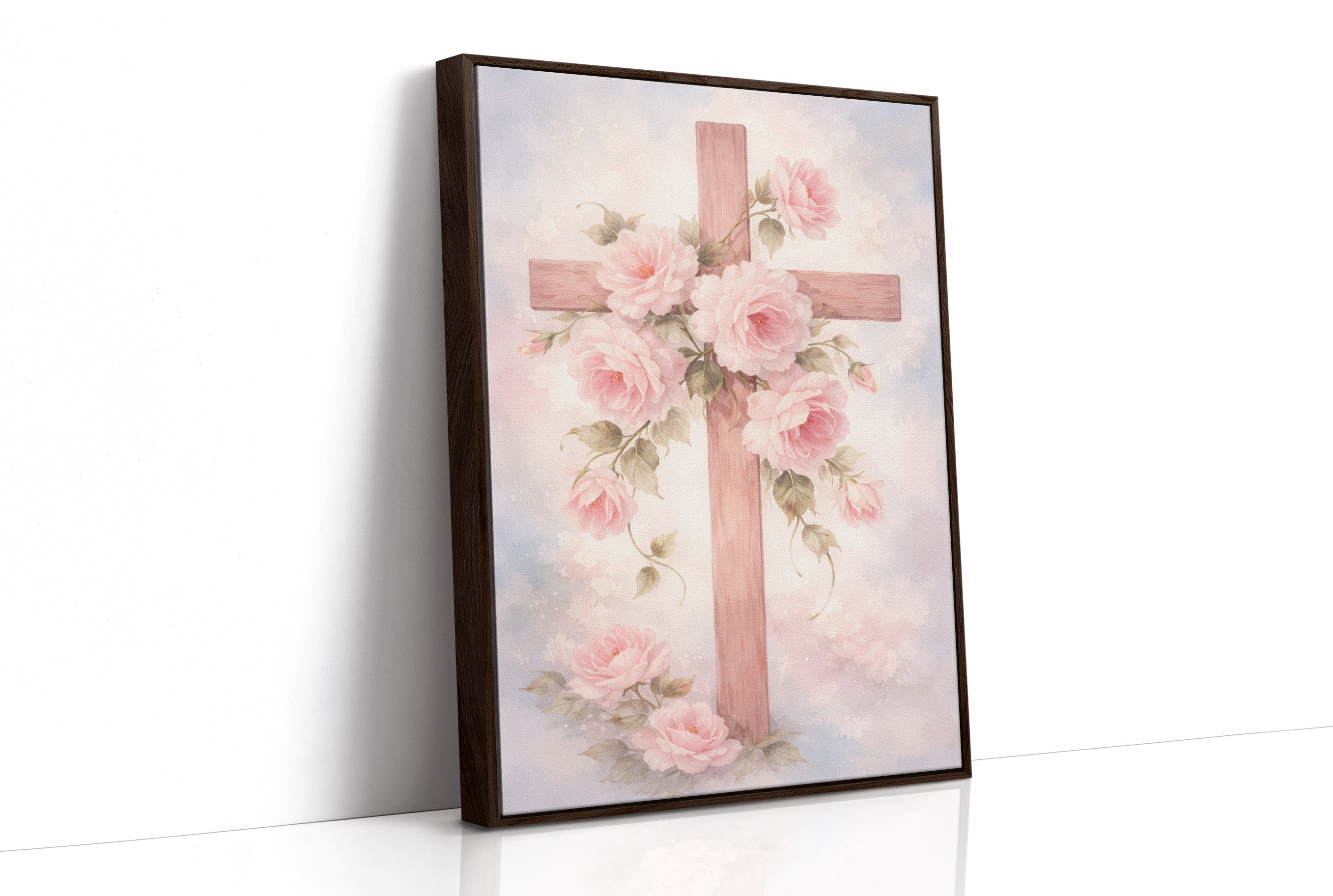 Blossoming Faith Embraces Wooden Cross