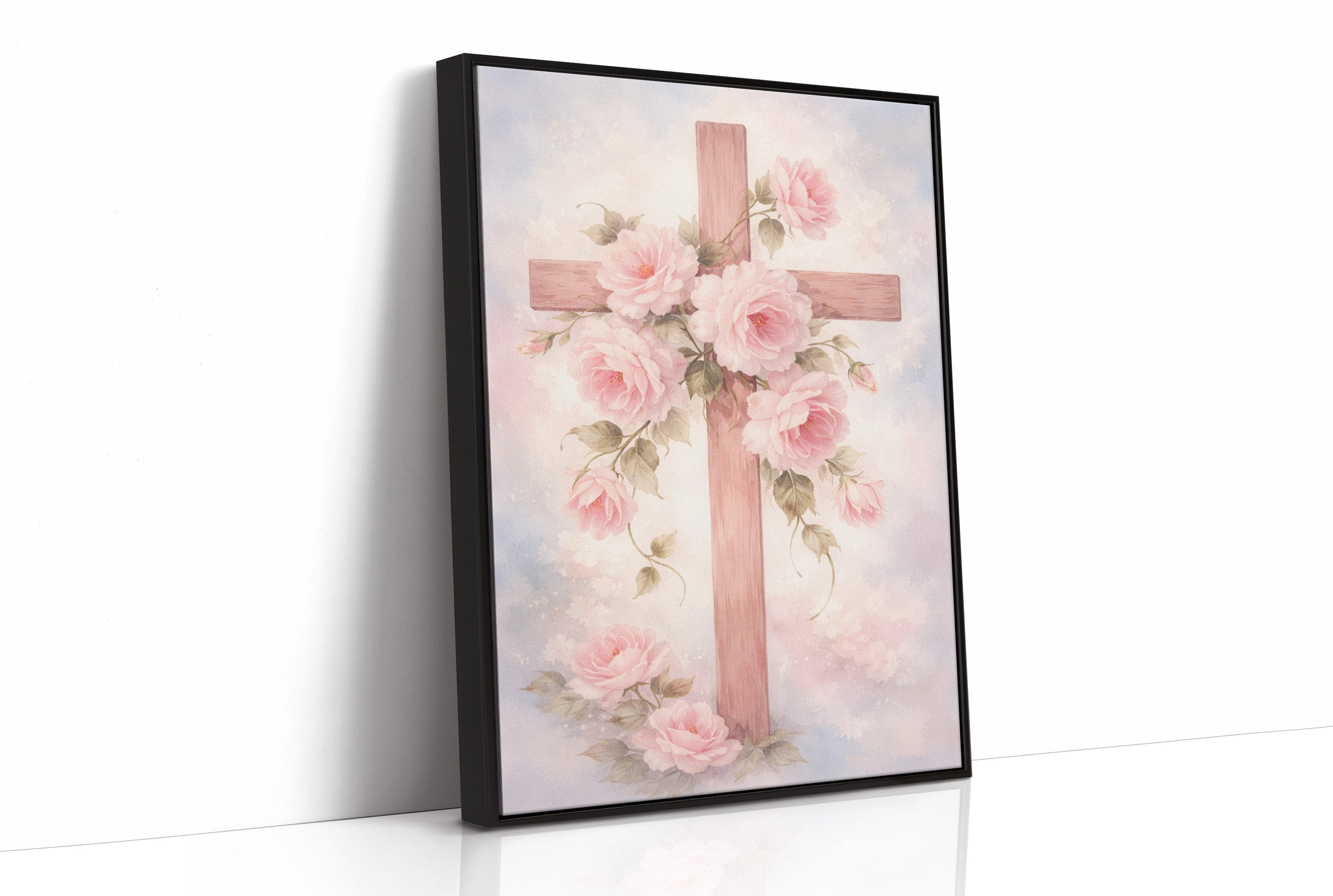 Blossoming Faith Embraces Wooden Cross