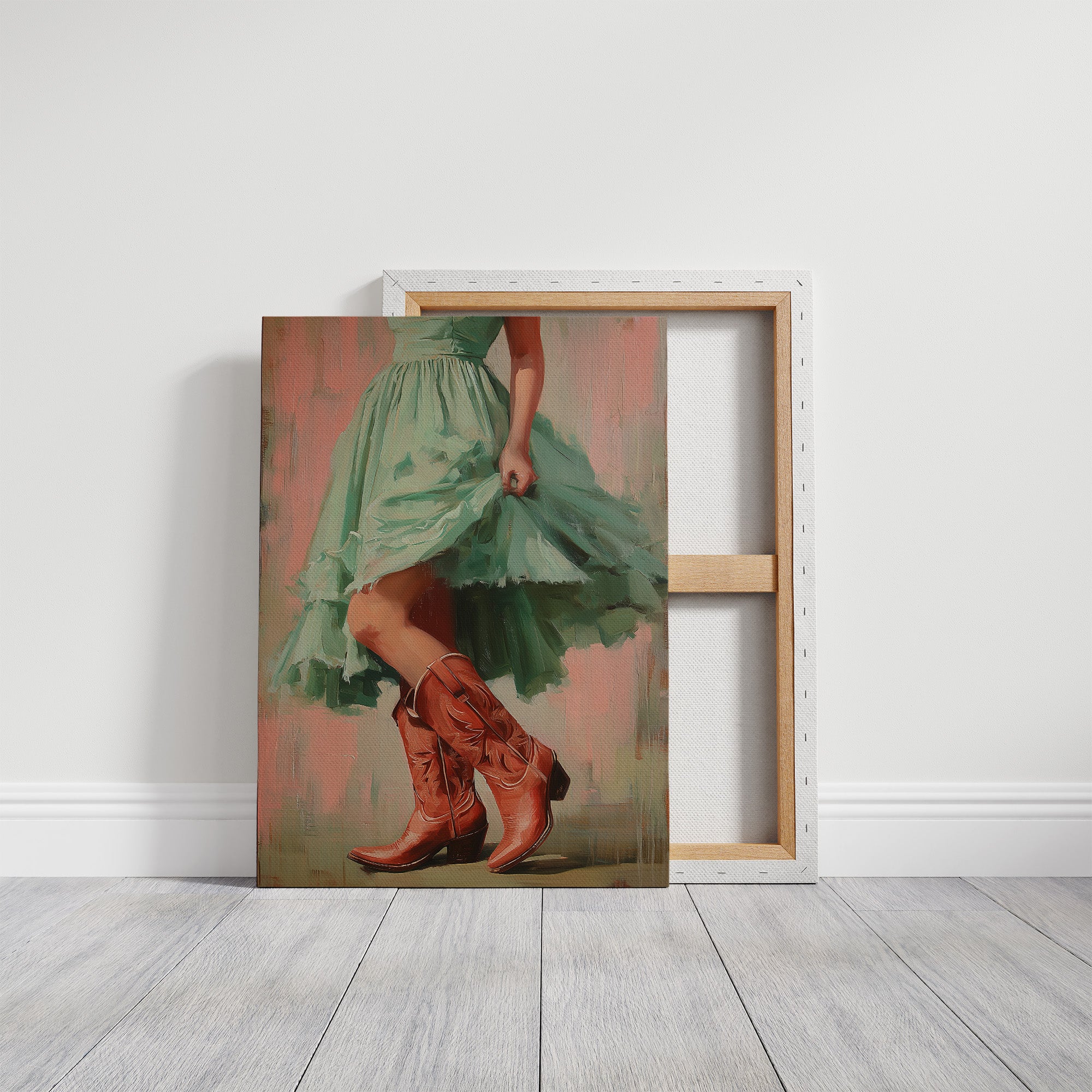 Red Boots Lifting the Hem