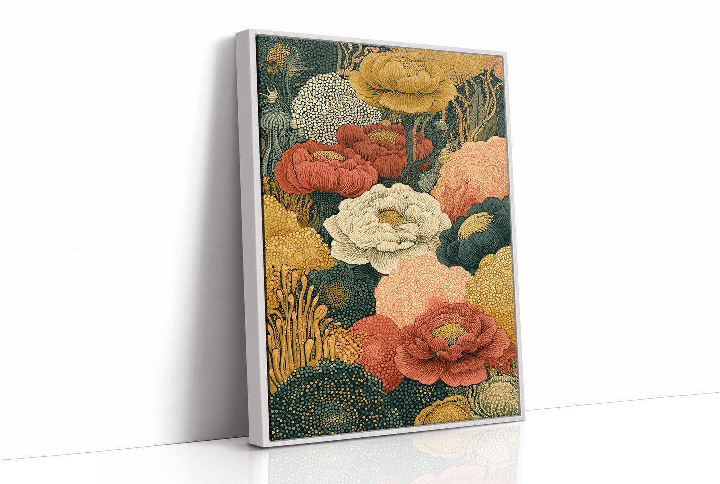 Dotted Bloom Mosaic in Rust and Gold
