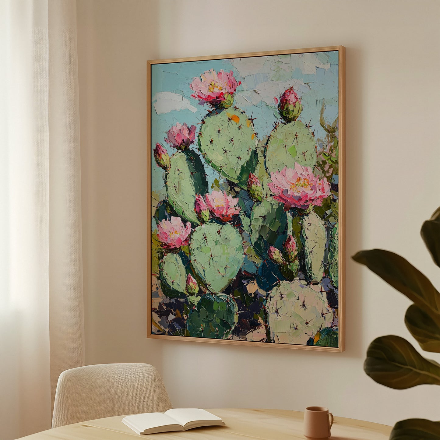 Blooming Prickly Pear – Vibrant Cactus Flower Wall Art