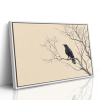 Raven Perches On Winter Branches