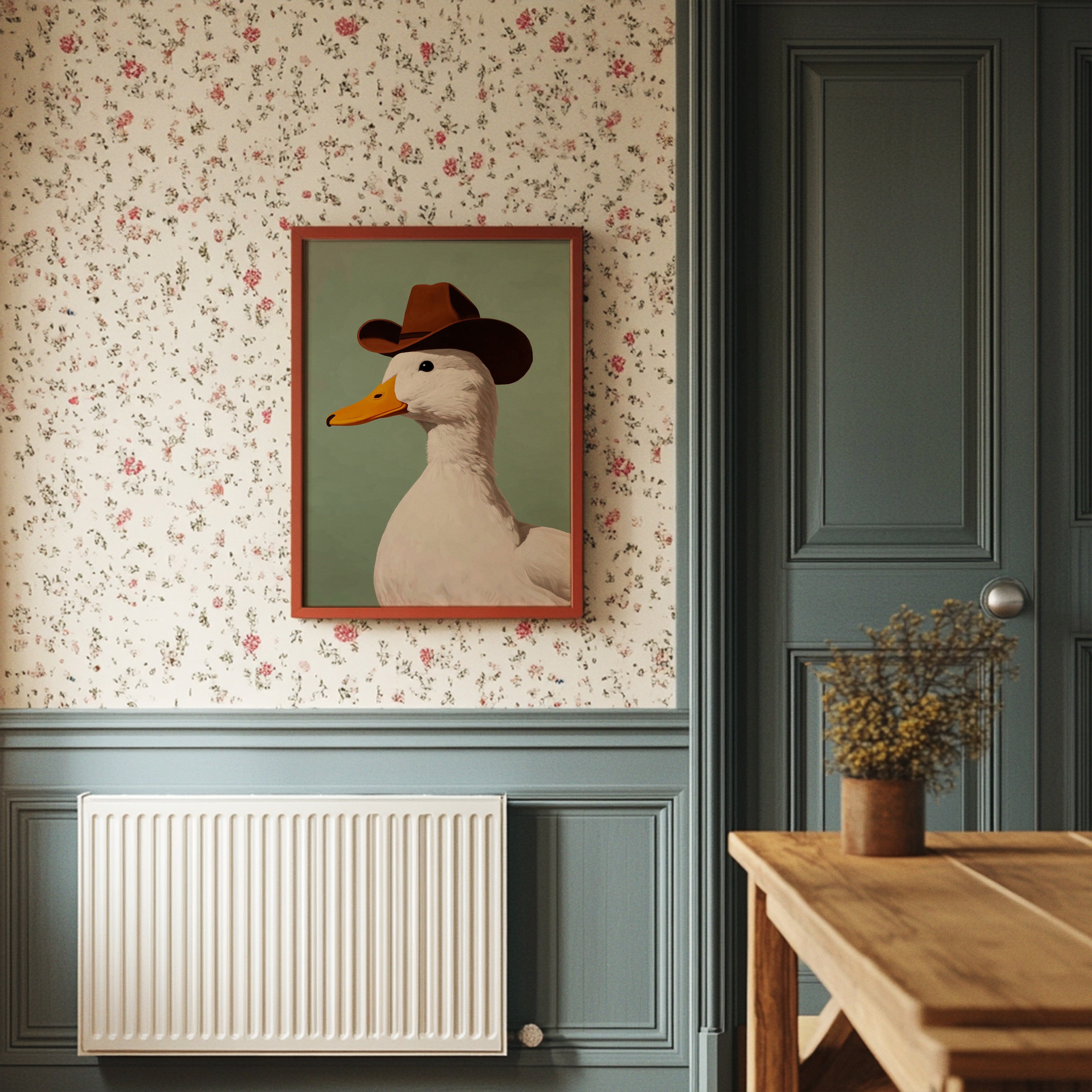 Ranch Duck Tips His Western Hat