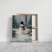 Classic Snowman in Winter Woods