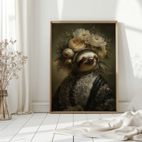 Regal Sloth in Floral Elegance