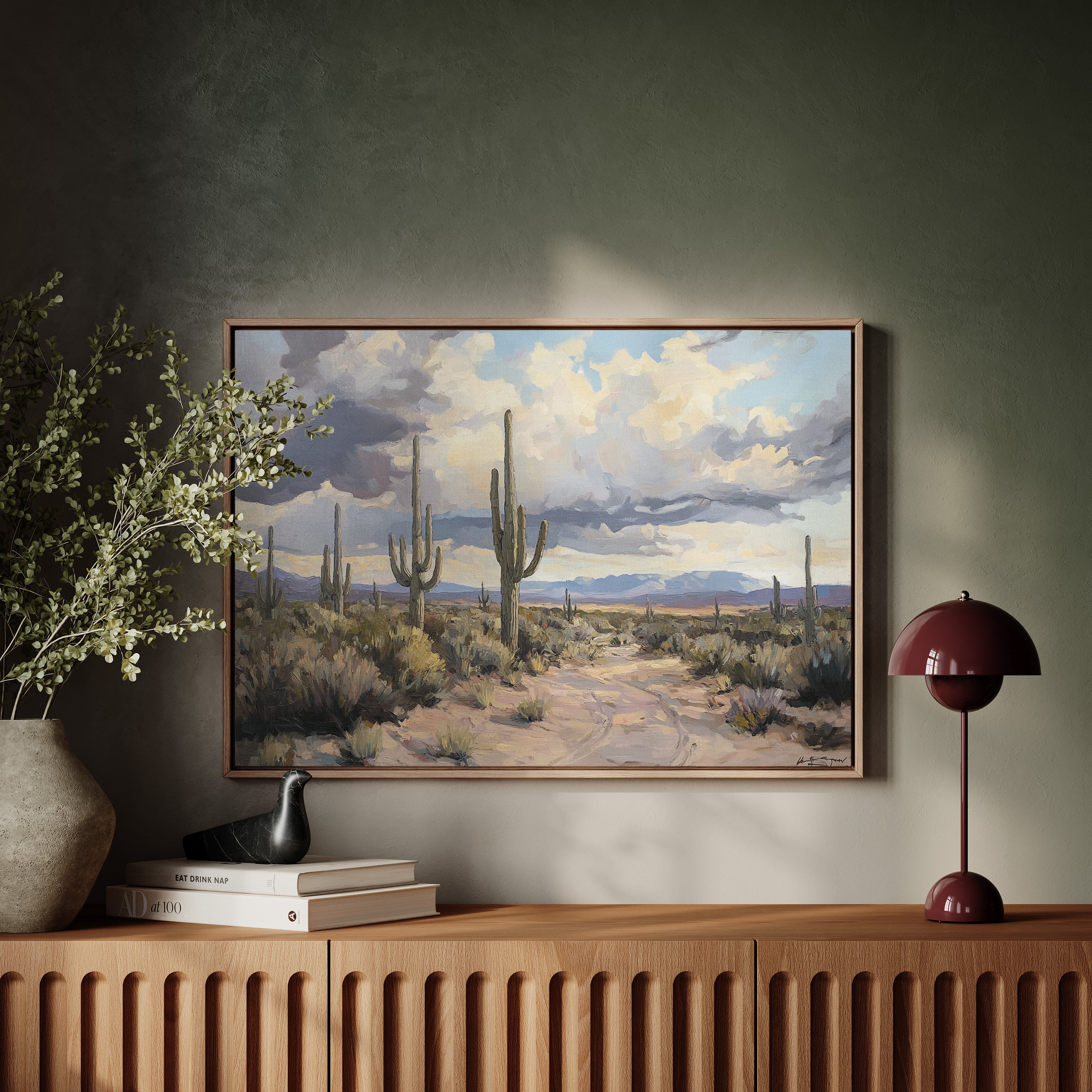 Desert Path Beckons Storm Clouds