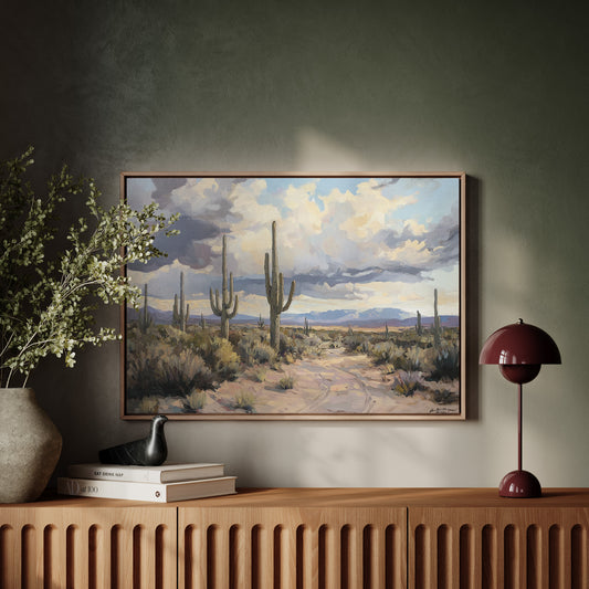 Desert Path Beckons Storm Clouds