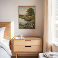 Tranquil Meadow Landscape Painting - Serene Nature Art - Gallery Canvas image 12