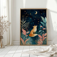 Fox Under a Starry Night