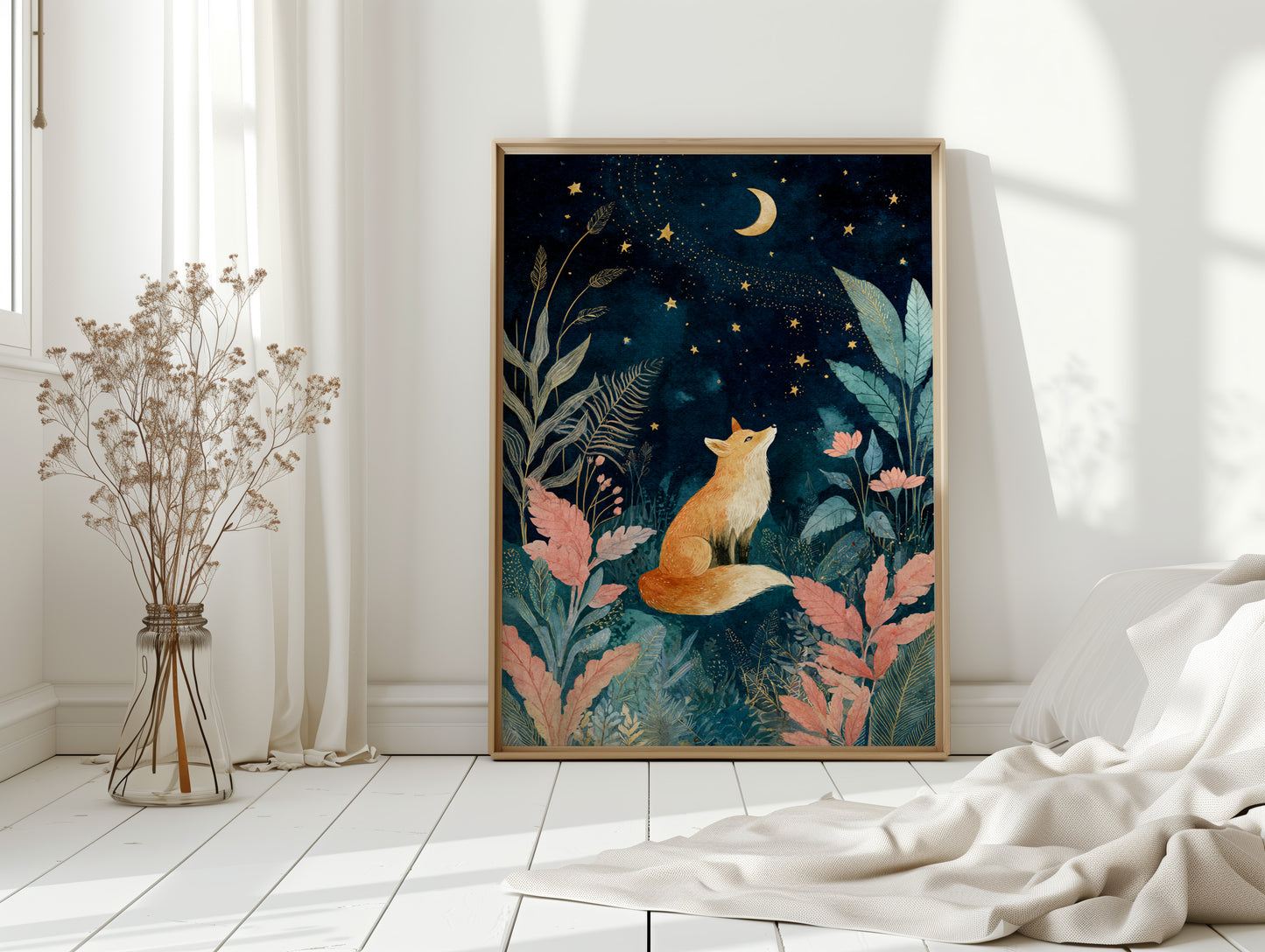 Fox Under a Starry Night