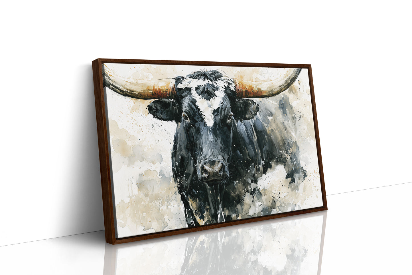 Ink Wash Longhorn Close-Up