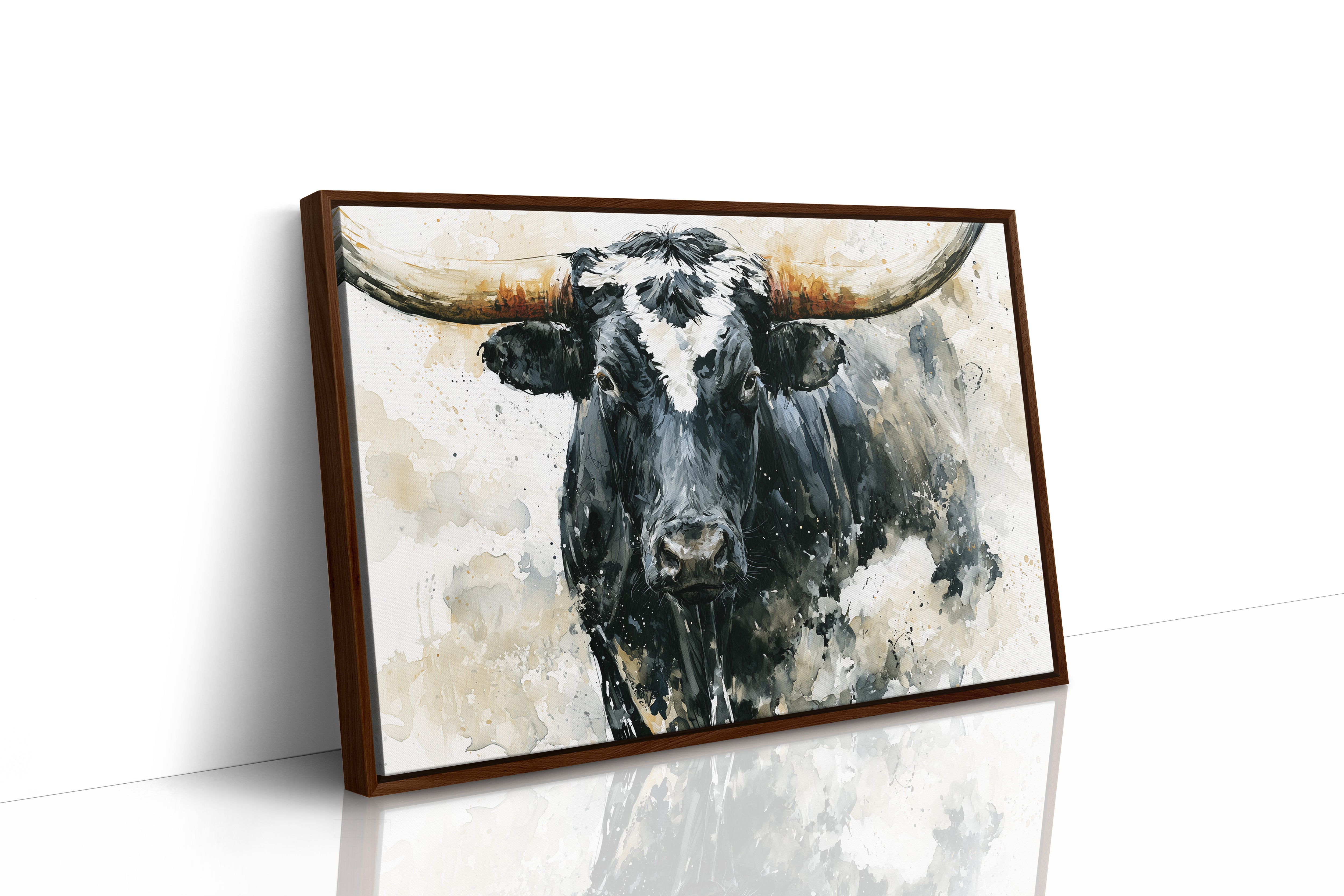 Ink Wash Longhorn Close-Up