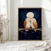 Loving Owls Under a Full Moon