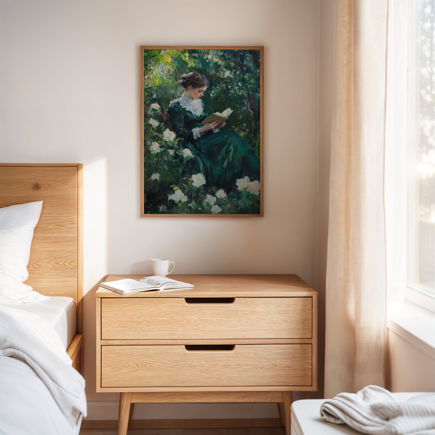 Victorian Lady Reading Portrait - Romantic Garden Art - Gallery Canvas image 9