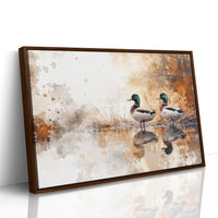 Autumn Pond Mirrors Twin Mallards