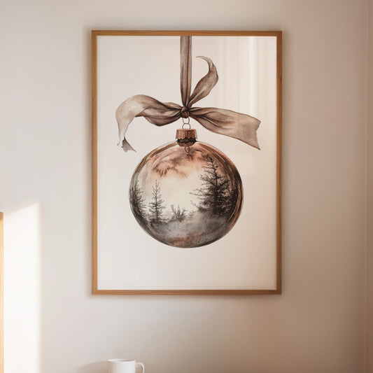 Rustic Forest Ornament Art Print - Woodland Holiday Decor - Gallery Canvas image 1
