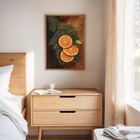 Orange Slice Pine Branch Print - Rustic Nature Art - Gallery Canvas image 12