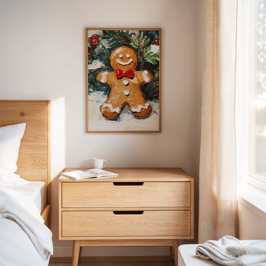 Gingerbread Man Oil Painting - Festive Holiday Art - Gallery Canvas image 10