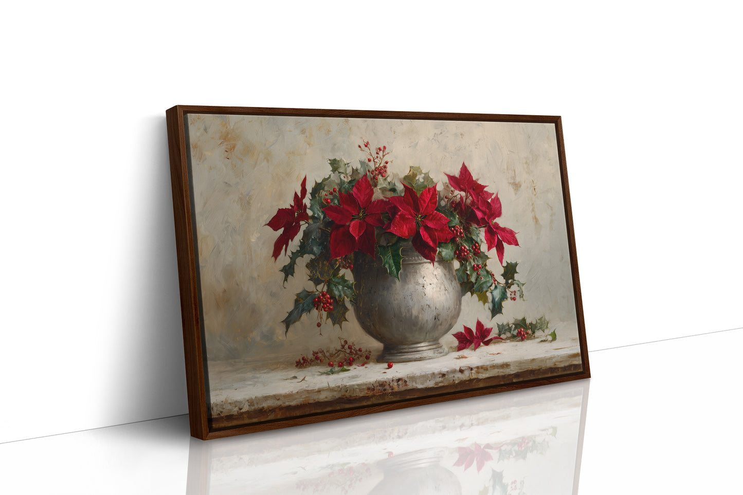 Poinsettias Paint December's Silver Story