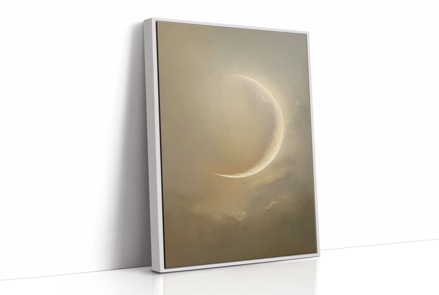 Crescent Moon Bathes In Golden Mist