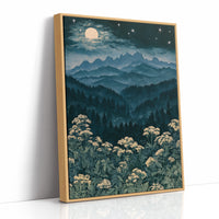 Moonlit Mountains Meet Wildflowers