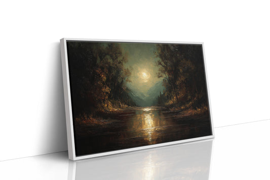 Moonlit River Between Ancient Trees