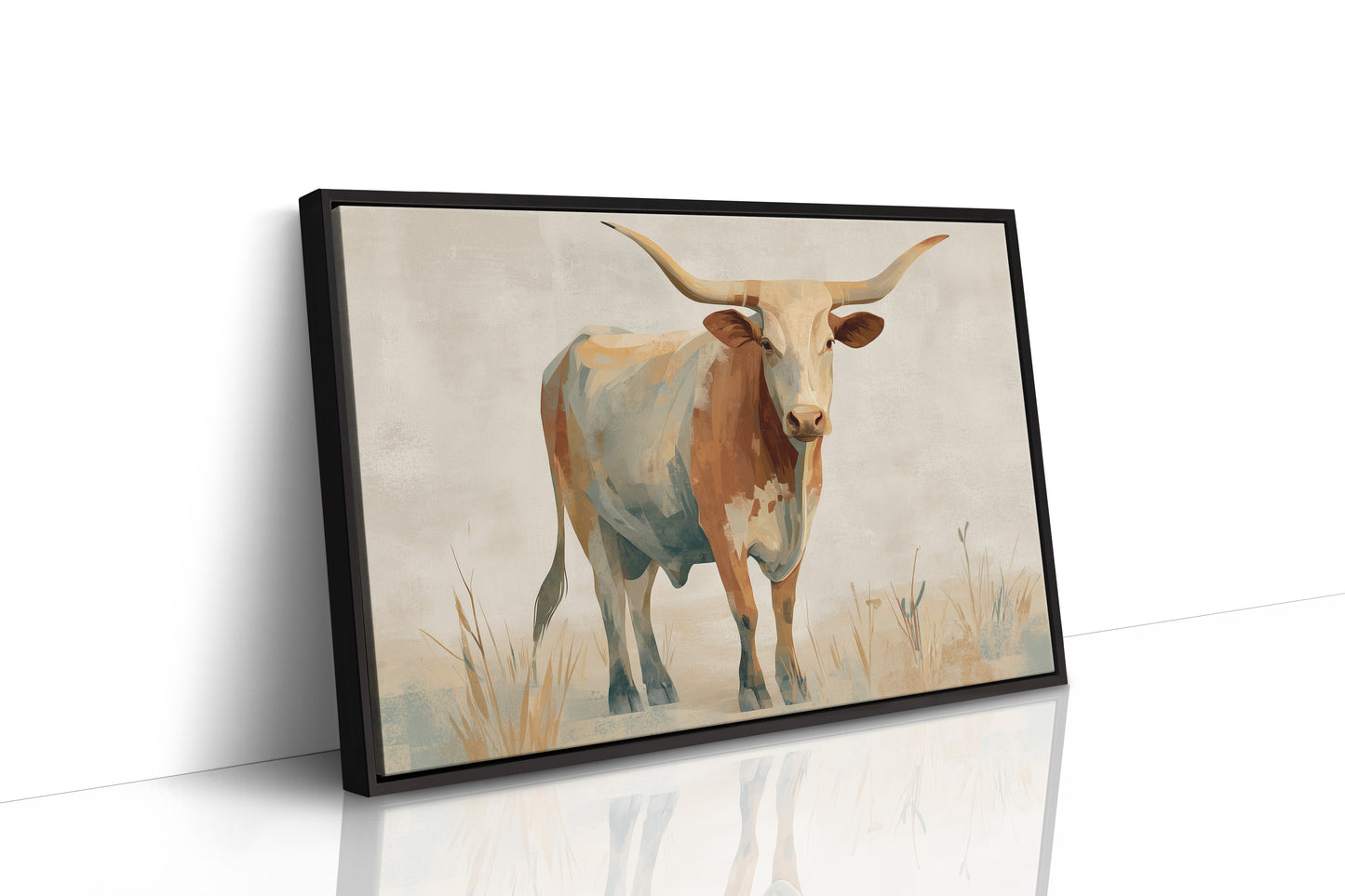 Longhorn's Stoic Gaze Across Prairie Whispers