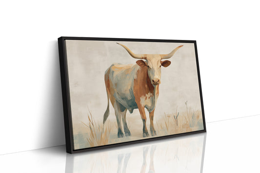 Longhorn's Stoic Gaze Across Prairie Whispers