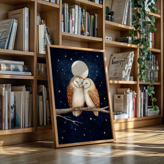 Loving Owls Under a Full Moon
