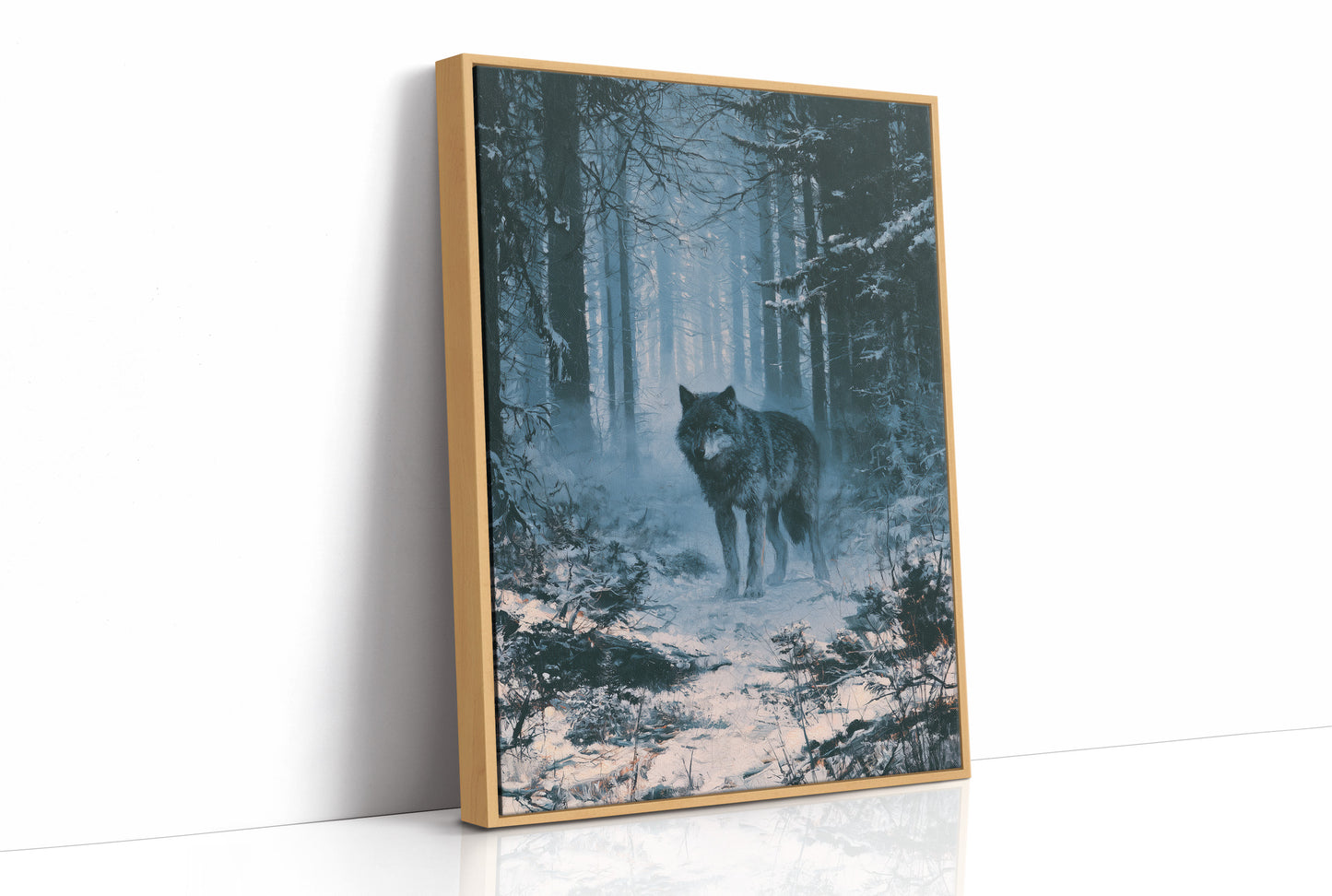 Wolf's Gaze Through Winter Woods
