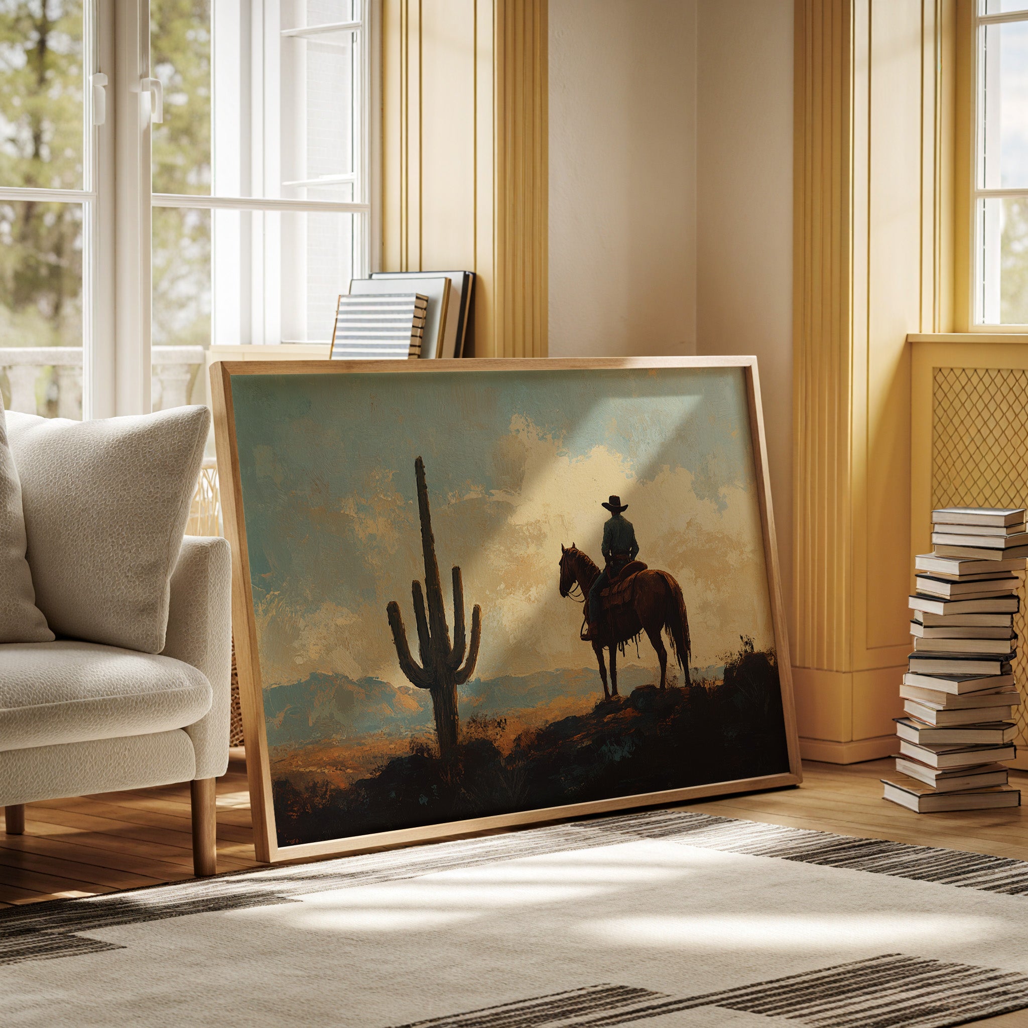 Cowboy Sundown by the Saguaro