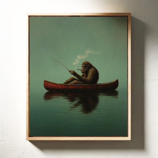 Fishing Ape in a Red Canoe