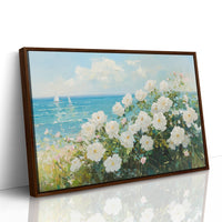 Coastal Roses Dance With Sailboats