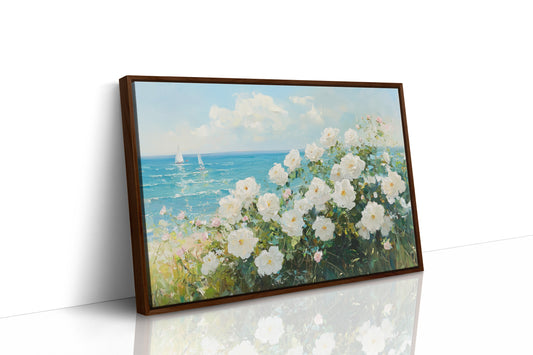 Coastal Roses Dance With Sailboats