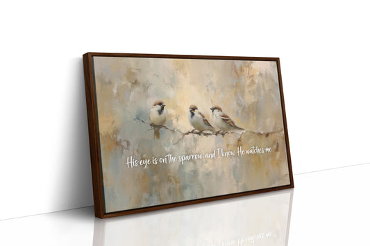 Sparrows Rest On Autumn Branch