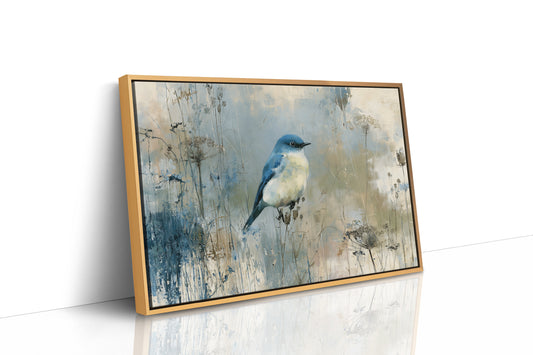 Bluebird Among Winter Grasses