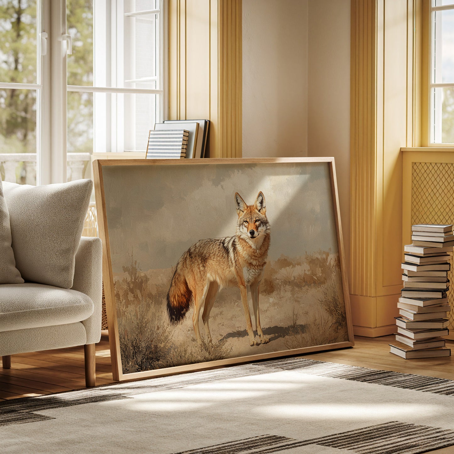 Lone Coyote in the Sun