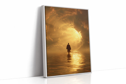 Pilgrim Walks Toward Golden Horizon