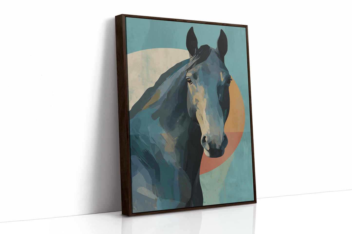 Equine Geometry: Portrait in Teal and Amber