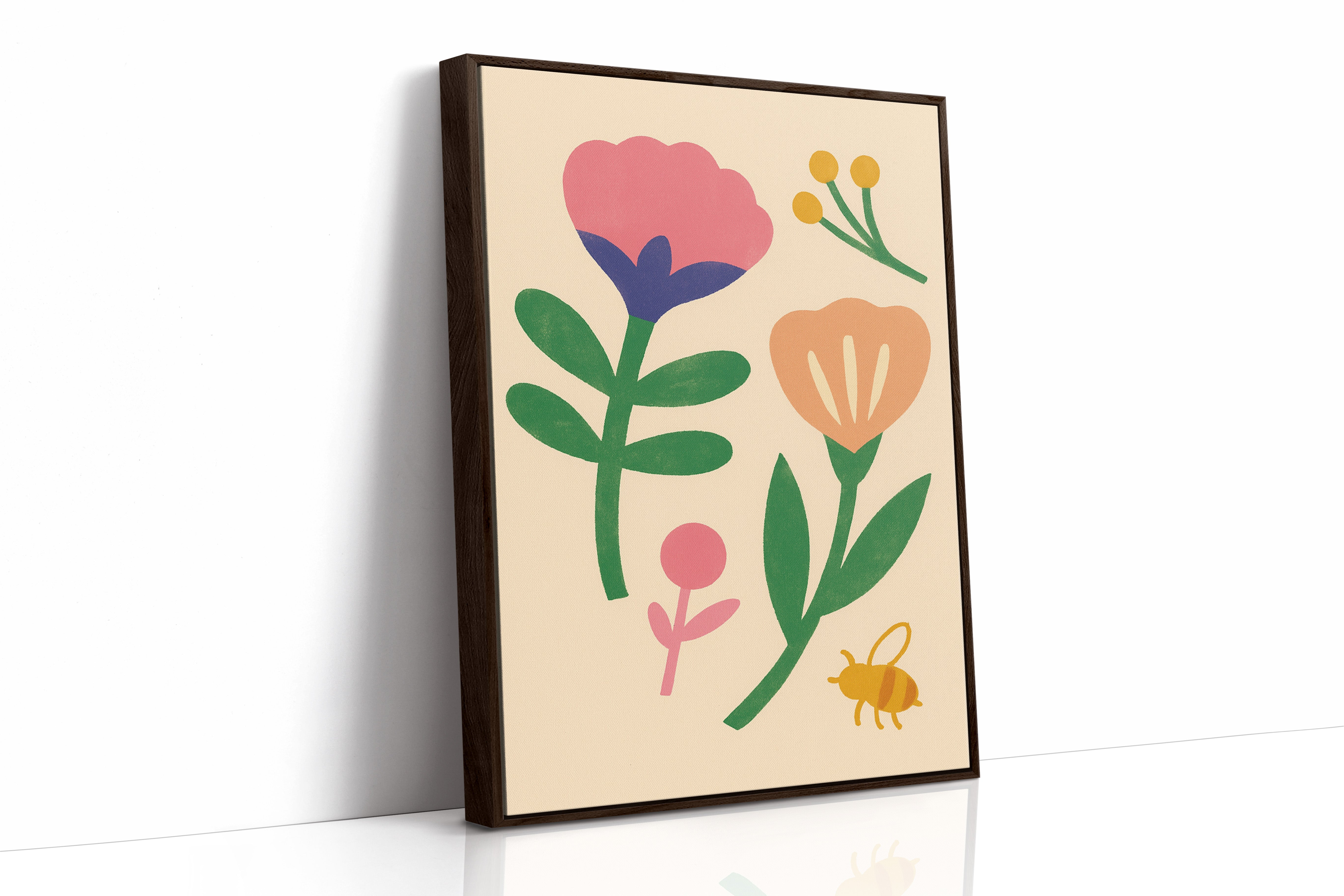 Bumblebee and Blossoms on Cream