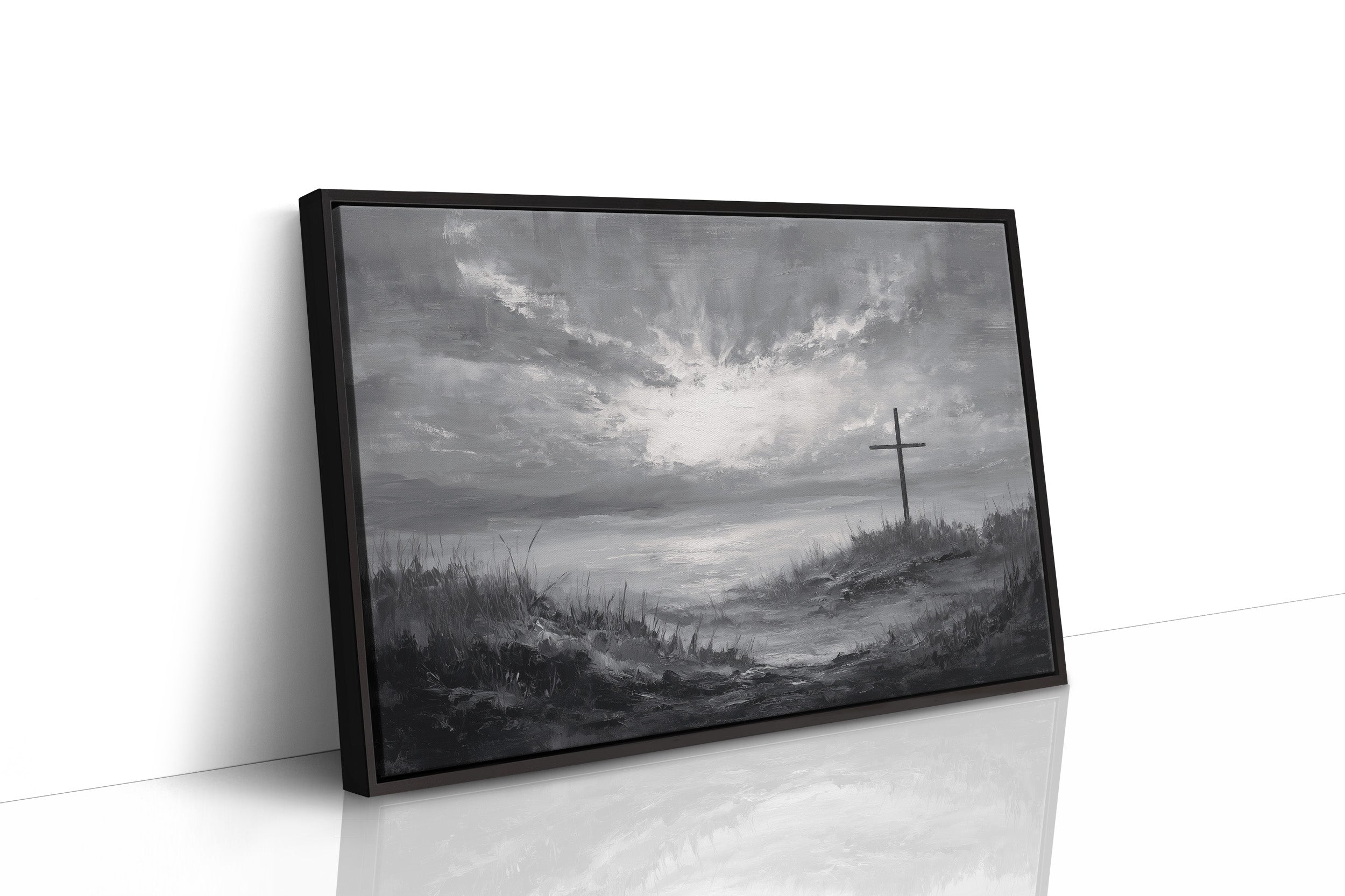 Solitary Cross Under Silver Skies
