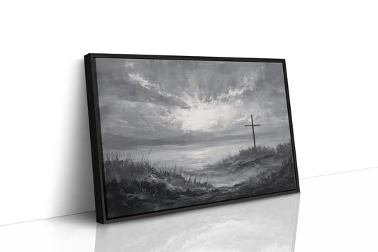 Solitary Cross Under Silver Skies